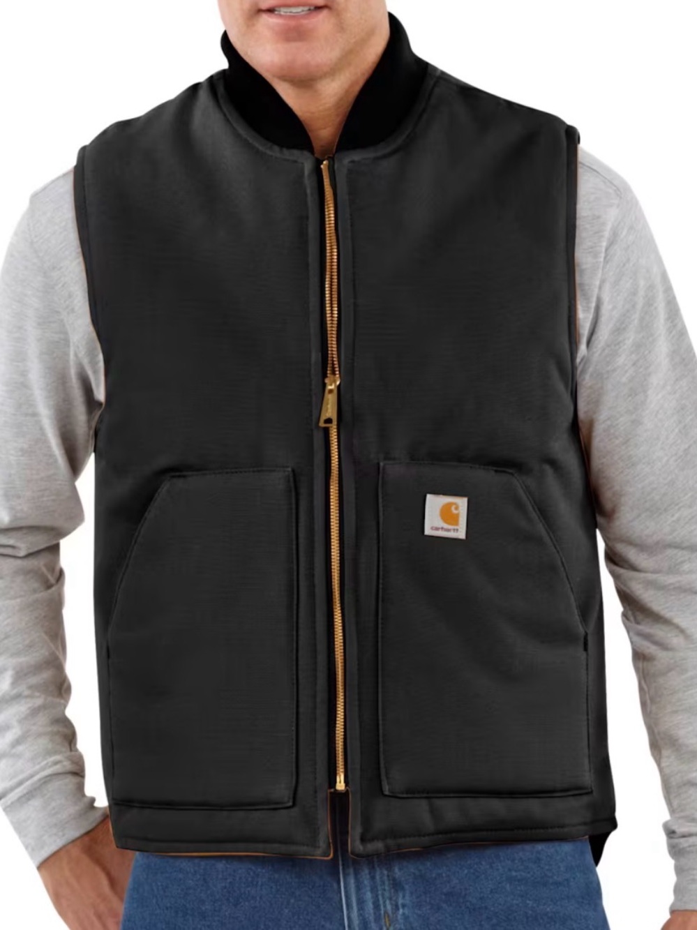 Carhartt Black Work Vest with Brass Zipper